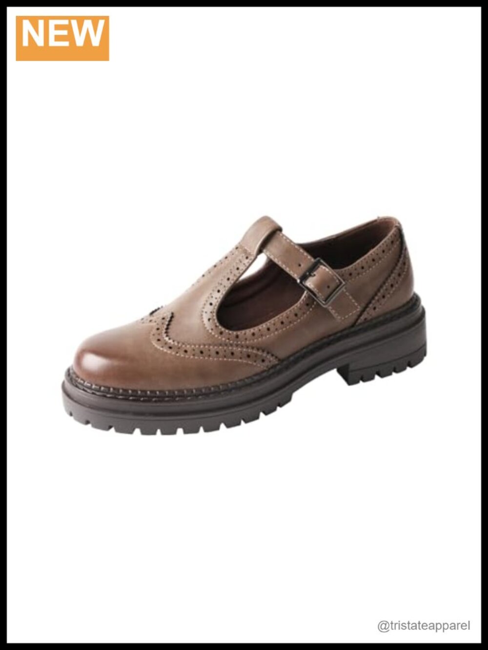 Chunky Platform T-Strap Hollowed-Out Loafer Round Toe Women's Shoes